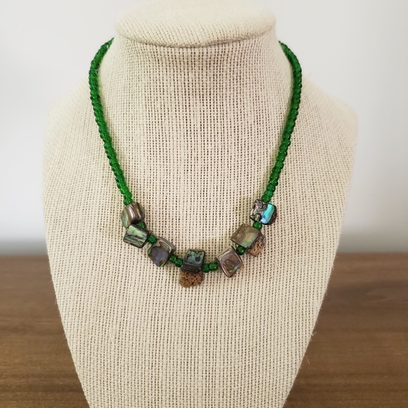 Vintage Abalone Chunk Beaded Choker Necklace - Picture 2 of 8